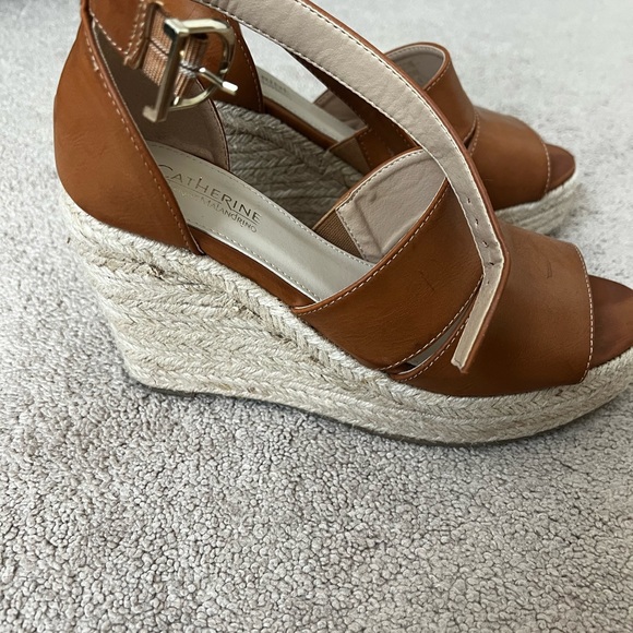 Women’s brown cognac wedges heels - Picture 1 of 5
